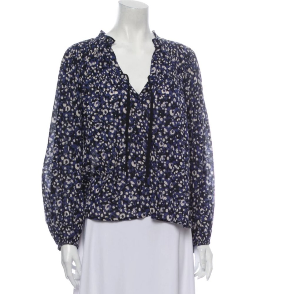 blue floral indigo Blouse
